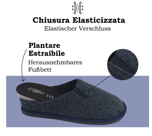 Primo Calzature Ottime Pantofole Chiuse da Uomo, Ciabatte Invernali per Casa, Soletta in Memory Foam, Plantare Estraibile, 100% Made in Italy