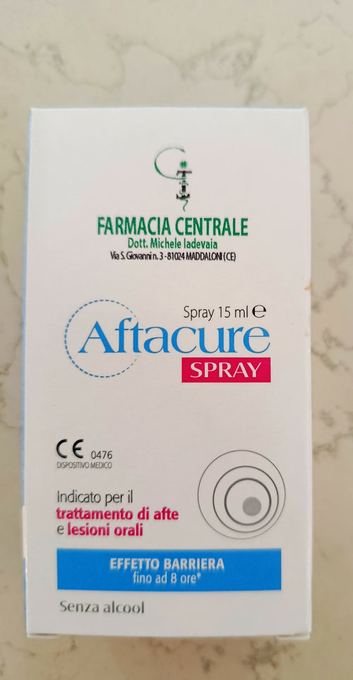 fpi farmacia centrale dr. Michele Iadevaia aftacure spray per il trattamento di afte e lesioni orali effetto barriera 8 ore senza alcol