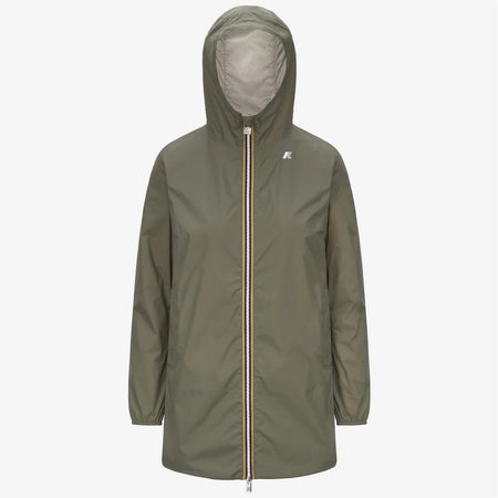 K-WAY Giacca Impermeabile Media capospalla Donna Reversibile Verde Beige sophie plus.2 reversible