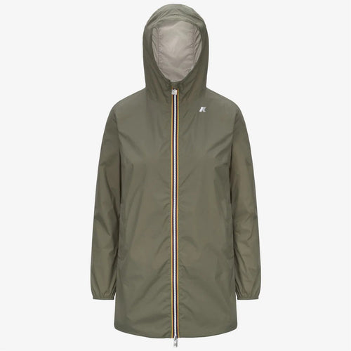 K-WAY Giacca Impermeabile Media capospalla Donna Reversibile Verde Beige sophie plus.2 reversible
