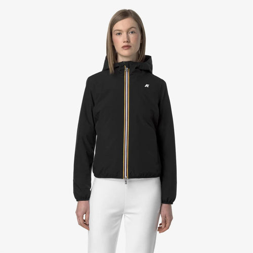 K-WAY Giacca Corto Capospalla Donna Impermeabile Nera Grigia con Tessuto Elasticizzato - Lily stretch poly jersey