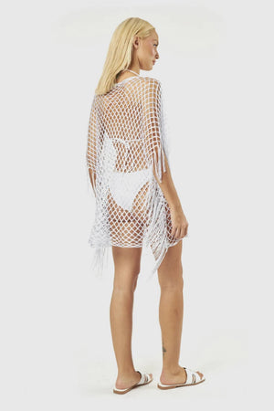 Kaftano a rete con frange | Verde Fashion