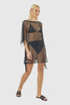 Kaftano a rete con frange | Verde Fashion
