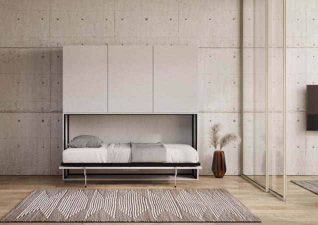 Letto "Venezia" singolo a scomparsa con scompartimenti, in legno, con apertura orizzontale, per camera da letto