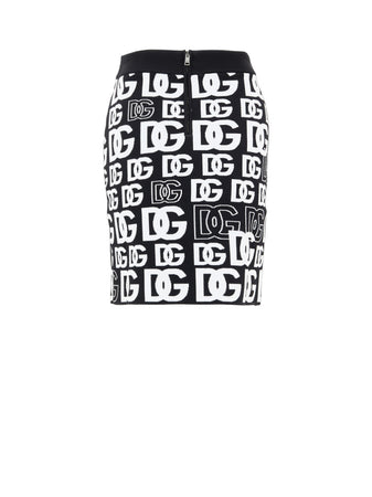 Dolce &amp; Gabbana Minigonna in Maglina Nera con Stampa Allover da donna