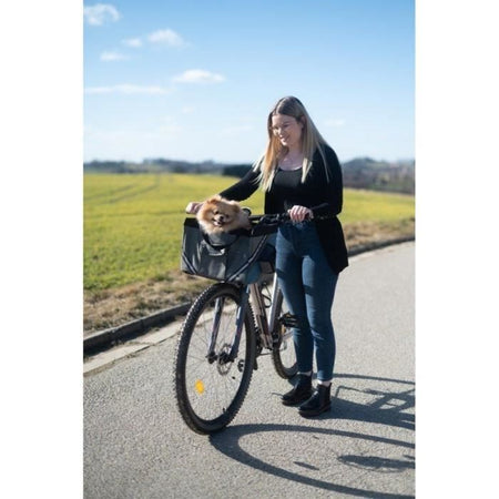 KERBL Borsa da bicicletta per cani o gatti - Vacation - Grigio/blu - 38x29x25 cm