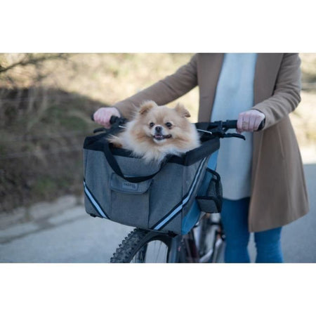 KERBL Borsa da bicicletta per cani o gatti - Vacation - Grigio/blu - 38x29x25 cm