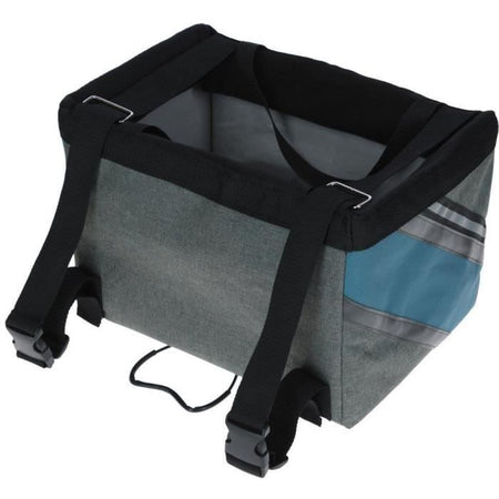 KERBL Borsa da bicicletta per cani o gatti - Vacation - Grigio/blu - 38x29x25 cm