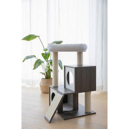KERBL - Albero per gatti FLAIR - 48x44x86cm - Bianco/Grigio - Sisal