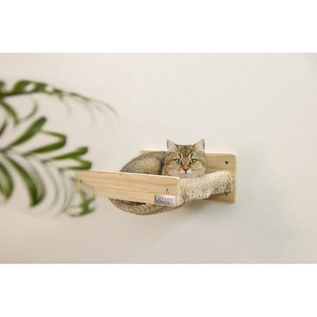 Amaca da parete per gatti - KERBL - TIMBER - 38 x 33,5 x 16 cm - Legno massiccio - Tessuto felpato