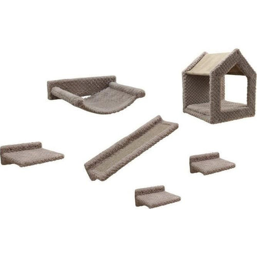 Parete da arrampicata per gatti - KERBL - MONTE BALDO - 6 pezzi - Grigio - Cuccia grande