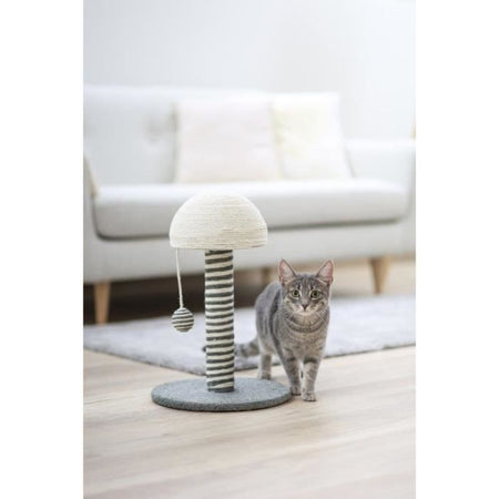 KERBL - Tiragraffi per gatti - Tronco 42 cm - FUNGHI - Grigio/bianco - Sisal - Base:  30 cm