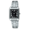 Orologio Casio per donna in acciaio con sfondo nero e numeri romani, casio LTP-V007D-1B movimento al quarzo