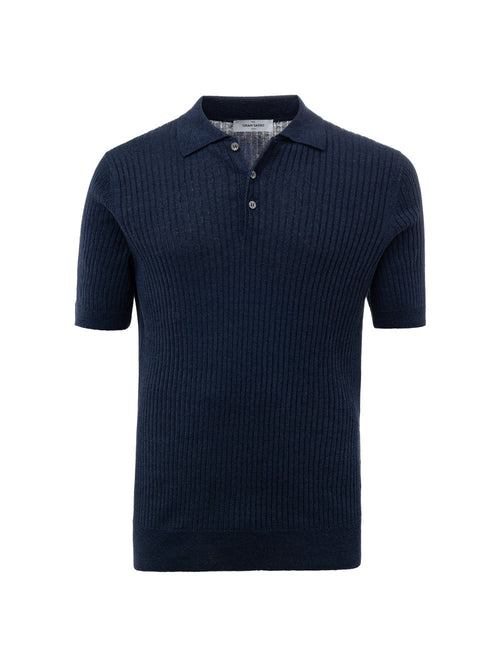 Gran Sasso Polo a Costine Blu da uomo