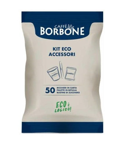 KIT ACCESSORI ECOLOGICO 50PZ BICCHIERINI DI CARTA + PALETTE + BUSTI...