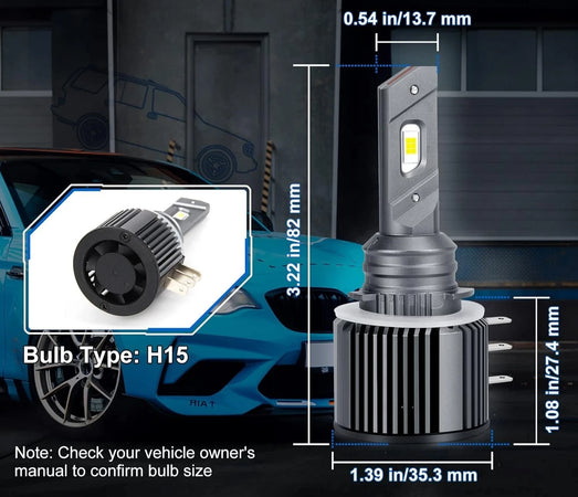 KIT LED H15 VOLKSWAGEN GOLF 6 IV LUCI DIURNE DRL+ ABBAGLIANTI BIANCO GHIACCIO CANBUS 90W 15000LUMEN 360° NO ERROR