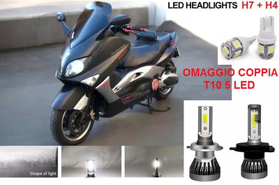Coppia KIT LED T Max 2 Lampade H7+H4 SMD SUPER SLIM + Luci Posizione Omaggio T10 Led Bianco Freddo 6000K Kit Completo