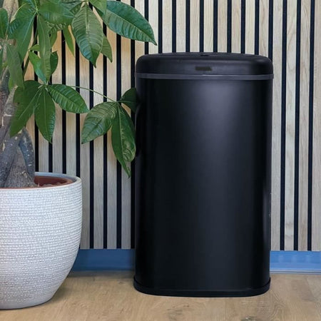 Pattumiera da cucina automatica - LOGAN - KITCHEN MOVE - 58 L - Acciaio inossidabile nero opaco con bordo