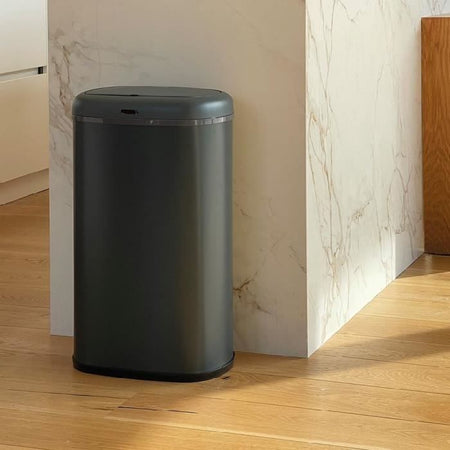 Pattumiera da cucina automatica - LOGAN - KITCHEN MOVE - 58 L - Acciaio inossidabile grigio opaco con reggetta