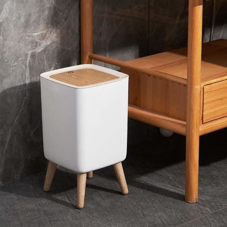 Pattumiera da bagno da terra con spinta - MALMO SQUARE - KITCHEN MOVE - 10L - Legno design