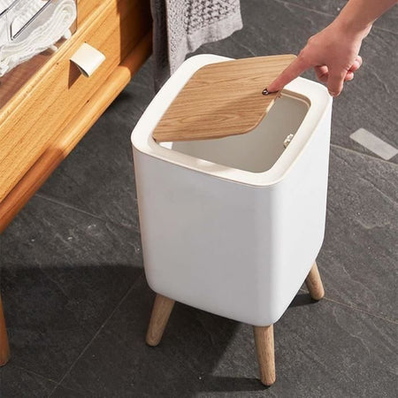 Pattumiera da bagno da terra con spinta - MALMO SQUARE - KITCHEN MOVE - 10L - Legno design