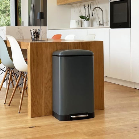 Pattumiera da cucina a pedale - GREENWICH - KITCHEN MOVE - 40L - Design - Grigio opaco in acciaio inox