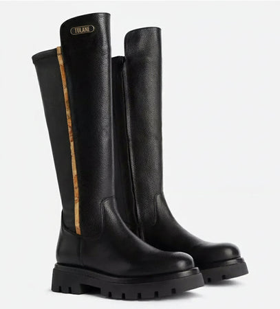 Alviero Martini Donna Stivali in pelle granata con logo smaltato