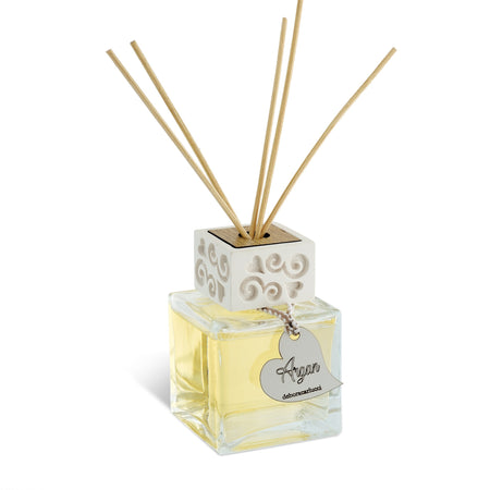 Bottiglia diffusore di profumo quadrata in vetro fragranza con bacchette Made in Italy