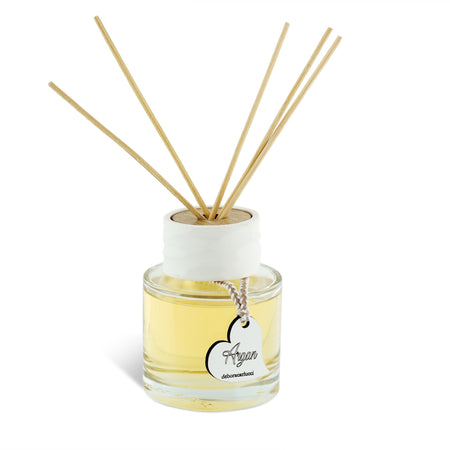 Bottiglia diffusore di profumo tonda  in vetro fragranza con bacchette Made in Italy