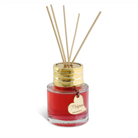 Bottiglia diffusore di profumo tonda  in vetro fragranza con bacchette Made in Italy