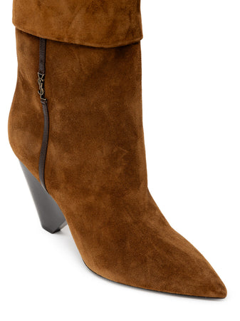 Saint Laurent Stivaletti Niki in Suede Tabacco da donna