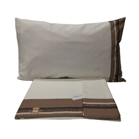 Completo Lenzuola Matrimoniale Borbonese Ascot in Raso di Cotone