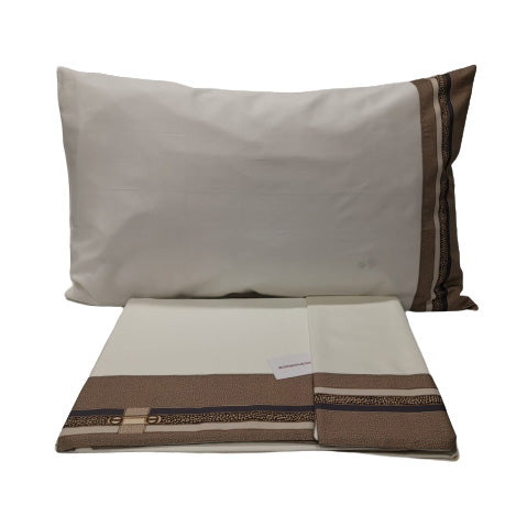 Completo Lenzuola Matrimoniale Borbonese Ascot in Raso di Cotone