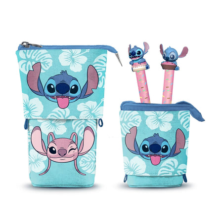 Disney Lilo e Stitch Aloha - Astuccio Portatutto Carino + 2 Penne Gel Cancellabili, Blu