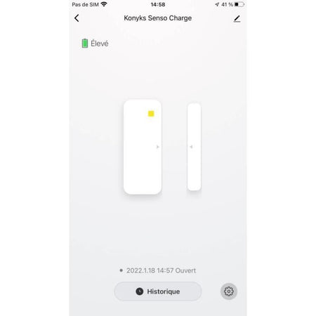 Konyks Senso Charge 2 - Rilevatore di apertura Wi-Fi per porte e finestre a batteria, autonomia 1 anno, Notifiche smartphone