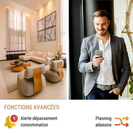 Mini presa intelligente - KONYKS - Priska Max Nero FR - Wi-Fi+BT - 16A - Bianco