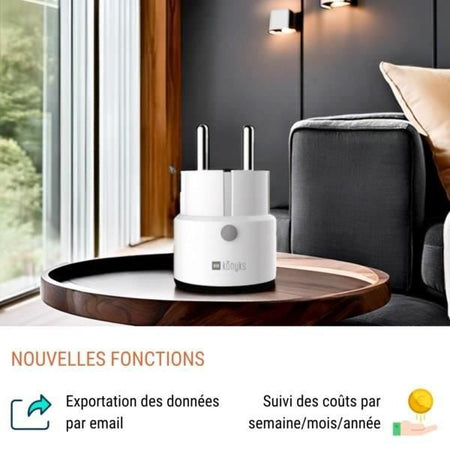 Mini presa intelligente - KONYKS - Priska Max Nero FR - Wi-Fi+BT - 16A - Bianco