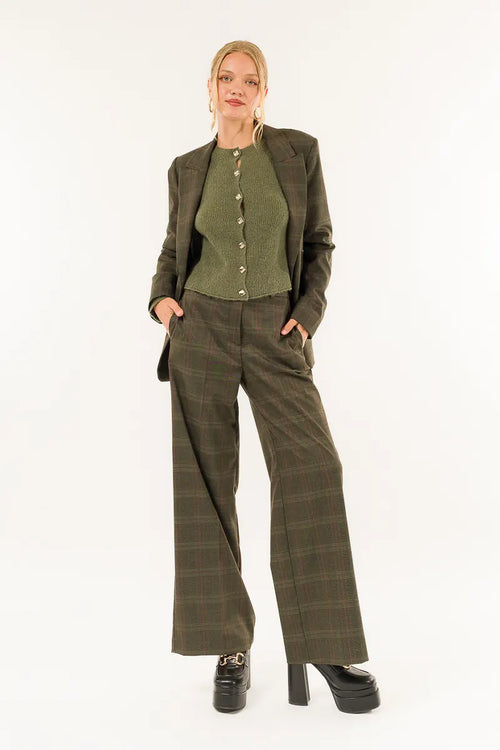 KONTATTO | Pantalone palazzo fantasia check