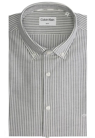 calvin klein CAMICIA WASHED OXFORD STRIPE SLIM da uomo