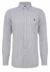 Camicia Ralph Lauren Uomo a righe Black/White Colletto Button Down con Maniche lunghe e Logo Ricamato