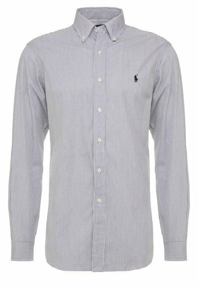 Camicia Ralph Lauren Uomo a righe Black/White Colletto Button Down con Maniche lunghe e Logo Ricamato