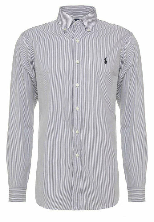 Camicia Ralph Lauren Uomo a righe Black/White Colletto Button Down con Maniche lunghe e Logo Ricamato