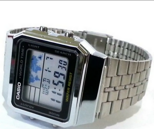 Orologio Casio unisex da polso, A-500WA-1D, serie vintage con fusi orari, impermenabile, movimento al quarzo