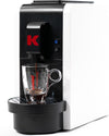Kimbo up! nuova macchina da caffè espresso a cialde, 20 bar, compatta, design elegante, serbatoio 850 ml, colore bianco, espulsione automatica della cialda