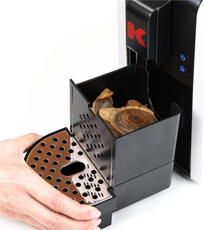 Kimbo up! nuova macchina da caffè espresso a cialde, 20 bar, compatta, design elegante, serbatoio 850 ml, colore bianco, espulsione automatica della cialda