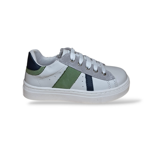 Sneakers Bambino Balducci Butter Pelle Bianco Blu Verde Made in Italy