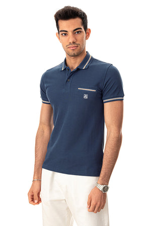 Corneliani Polo in Piquet Blu da uomo