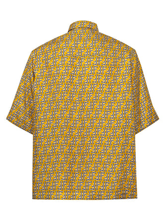 Fendi Camicia in Seta Gialla Hita con Stampa Labyrinth da uomo