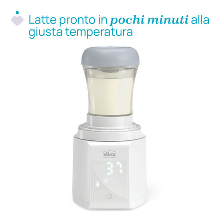 CHICCO Scaldabiberon Portatile Multifunzione con Sterilizzatore, Autosterilizzante, Riscaldamento Rapido Latte e Sterilizzazione Ciucci, Batteria USB-C, 7 Adattatori Inclusi