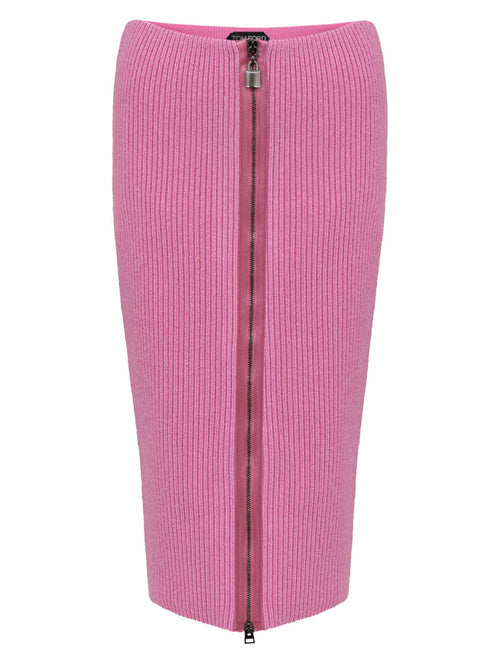 Tom Ford Gonna a Tubino con zip in Maglia Rosa da donna